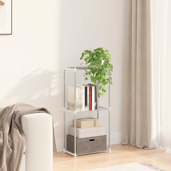 vidaXL Tubular Shelf with Storage White 43 x 27 x 90 cm Aluminium