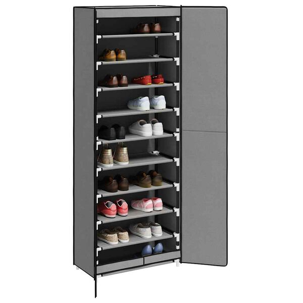 vidaXL Shoe Cabinet Grey 60x30x166 cm Fabric