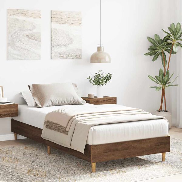 vidaXL Bed Frame No Mattress Brown Oak 100x200 cm Engineered Wood