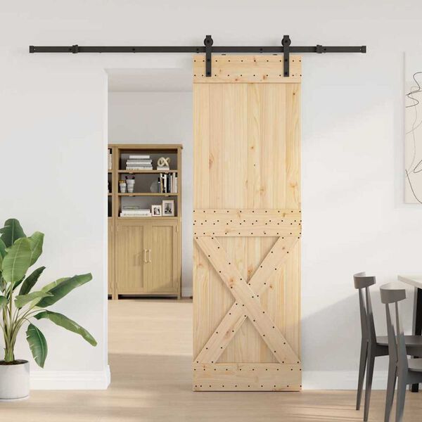vidaXL Sliding Door with Hardware Set 70x210 cm Solid Wood Pine