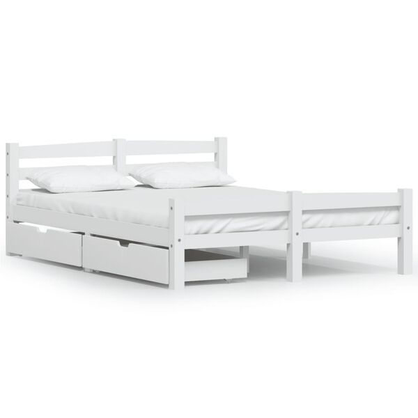 vidaXL Bed Frame without Mattress White Solid Wood Pine 140x200 cm