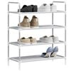 vidaXL Shoe Rack with 4 Shelves Metal and Non-woven Fabric Silver