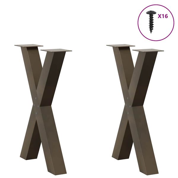 vidaXL Dining Table Legs X-Shaped 2 pcs Natural Steel 60x(72-73) cm Steel