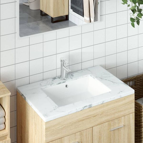 vidaXL Bathroom Sink White 55.5x40x18.5 cm Rectangular Ceramic
