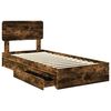 vidaXL Storage Bed with Drawer Smoked Oak 90 x 200 cm Engineered Wood