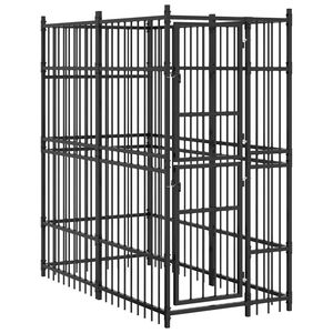 vidaXL Outdoor Dog Kennel Steel 1.84 m&sup2;