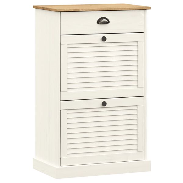 vidaXL Shoe Cabinet VIGO 60x35x96 cm White Solid Wood Pine