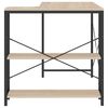 vidaXL Computer Desk Black and Oak 110x72x70 cm Engineered Wood