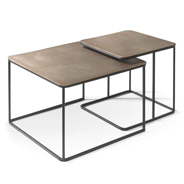 Rousseau 2 Piece Side Table Set Loic Metal Brown