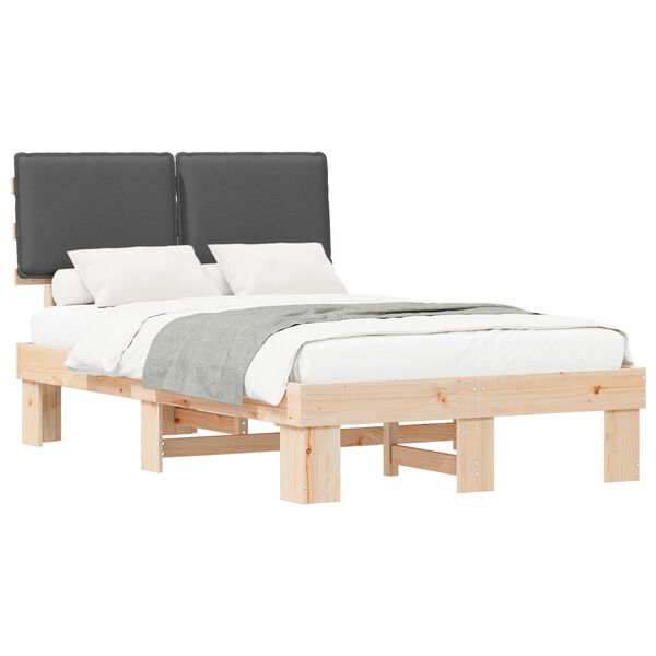 vidaXL Bed Frame with Upholstered Headboard Dark Grey 120 x 200 cm