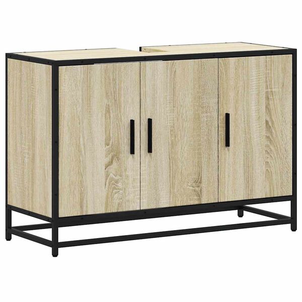 vidaXL Bathroom Sink Cabinet Sonoma Oak 90x33x60 cm Engineered Wood