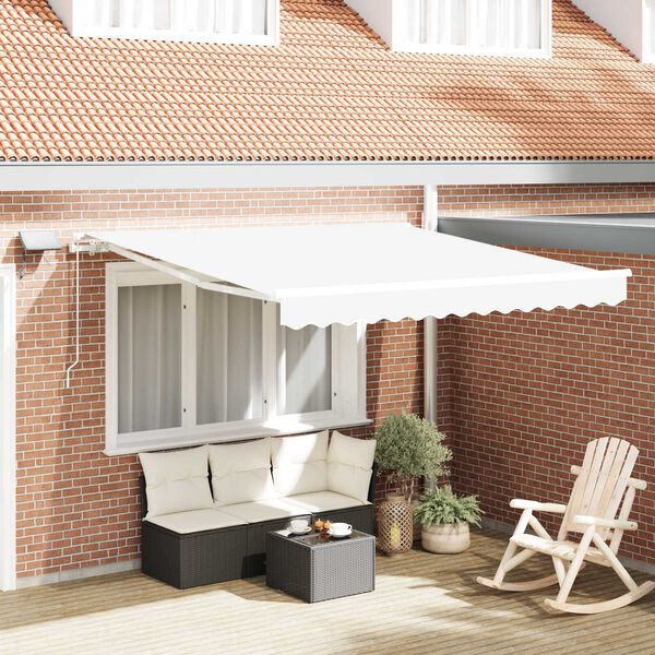 vidaXL Retractable Awning Manual White 300 x 250 cm Fabric and Steel