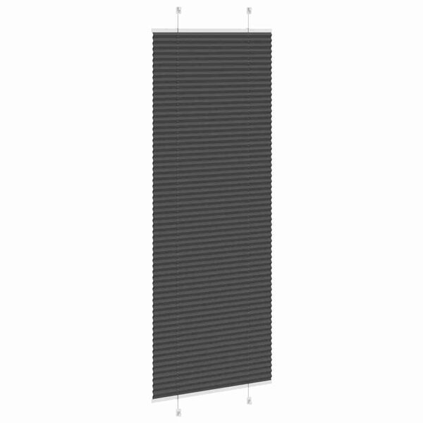 vidaXL Pleated Blind Black 70x200 cm Fabric Width 69.4 cm Polyester