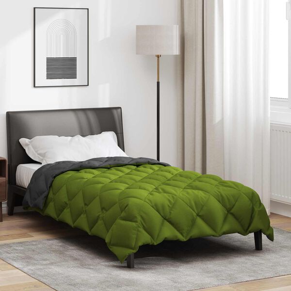 vidaXL Winter Duvet Green and Anthracite 220 x 135 cm Microfiber