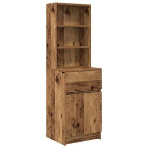 vidaXL Bedside Cabinet Old Wood 39x35x125 cm Engineered Wood