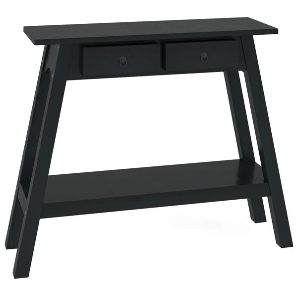 vidaXL Console Table with Drawers Black 90x30x75 cm Solid Wood Mahogany
