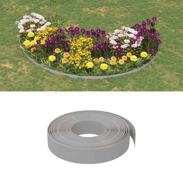 vidaXL Garden Edgings 2 pcs Grey 10 m 10 cm Polyethylene