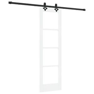 vidaXL Sliding Door White 61 x 198.5 cm Solid Pine Wood and Glass