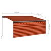 vidaXL Manual Retractable Awning with Blind&LED 3.5x2.5m Orange&Brown