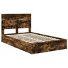 vidaXL Storage Bed with Drawer Smoked Oak 135 x 190 cm Engineered Wood