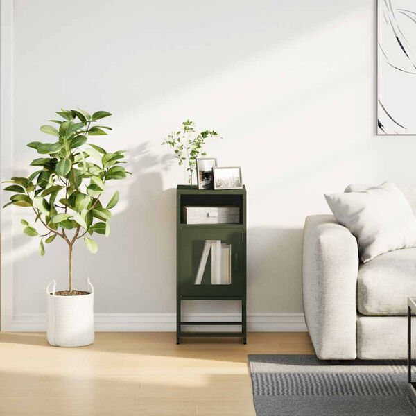 vidaXL Bedside Cabinet Olive Green 36x39x78 cm Cold-rolled Steel