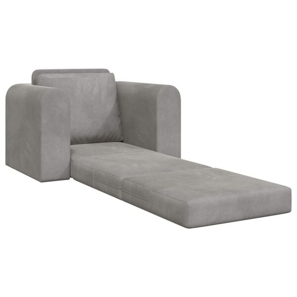vidaXL Folding Sofa Bed Light Grey 98 x 71 x 83 cm Velvet