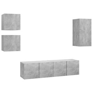 vidaXL 5 Piece TV Cabinet Set Concrete Grey Engineered Wood