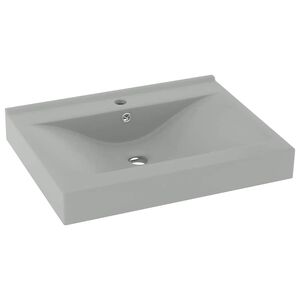 vidaXL Luxury Basin with Faucet Hole Matt Light Grey 60x46 cm Ceramic