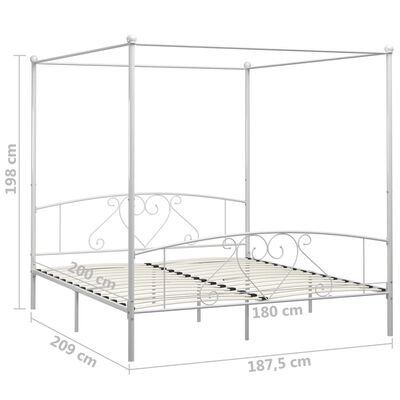 Vidaxl Canopy Bed Frame White Metal 6ft, White Metal Super King Bed Frame