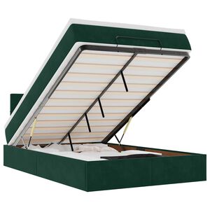 vidaXL Ottoman Bed with Mattress & LEDs Dark Green 120x200cm Velvet