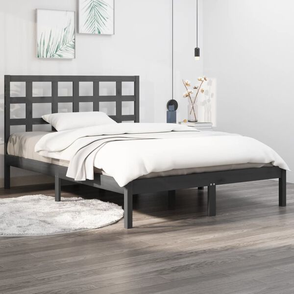vidaXL Bed Frame without Mattress Grey 200x200 cm Solid Wood