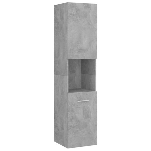 vidaXL Bathroom Cabinet Concrete Grey 30x30x130 cm Engineered Wood