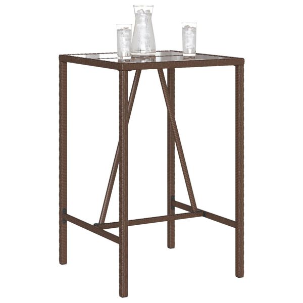 vidaXL Outdoor Bar Table Brown 70x70x110 cm Poly Rattan