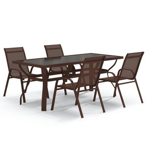 vidaXL 5 Piece Garden Dining Set Brown and Black