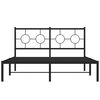 vidaXL Metal Bed Frame without Mattress with Headboard Black 135x190cm