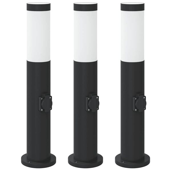 vidaXL Bollard Lights with Outlet 3pcs 50 cm Stainless Steel IP44