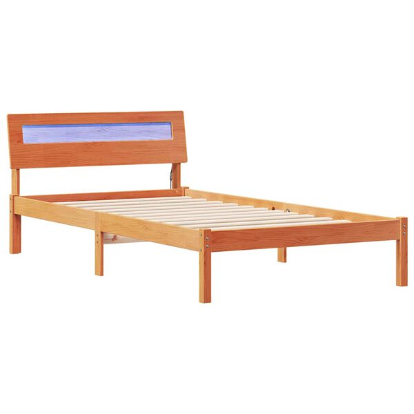 vidaXL Bed Frame with Headboard Wax Brown 80 x 200 cm Solid Pine Wood