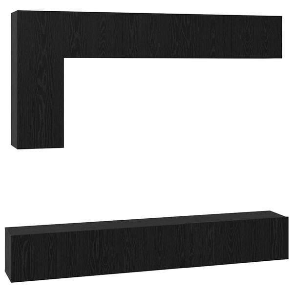 vidaXL TV Cabinet Set Wall-mounted 6 pcs Black Oak Engineered Wood