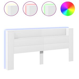 vidaXL Headboard Cabinet with LED White 220x16.5x103.5 cm