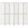 vidaXL Room Divider 6 Panels White Solid Wood Paulownia