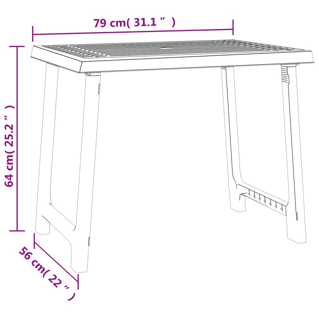 vidaXL Camping Table Anthracite 79x56x64 cm PP Wooden Look