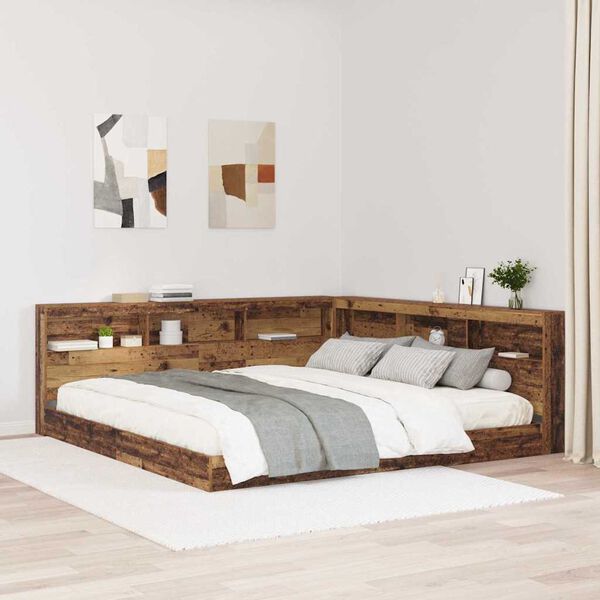vidaXL Storage Headboard with Shelf Old Wood 200 cm Engineered Wood