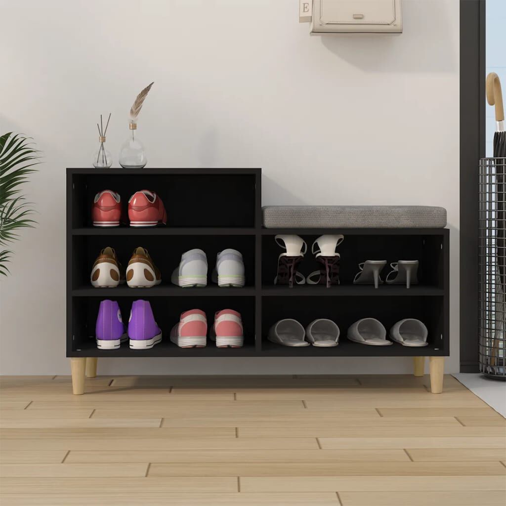 vidaXL Shoe Cabinet Black 102x36x60 cm Engineered Wood vidaXL