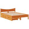 vidaXL Bed Frame with Drawers Wax Brown 120x190 cm Small Double Solid Wood Pine