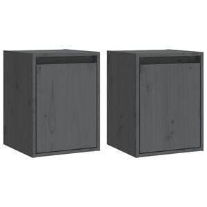 vidaXL Wall Cabinets 2pcs Grey 30x30x40 cm Solid Wood Pine