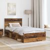 vidaXL Bed Frame with Headboard Old Wood 100 x 200 cm Solid Pine Wood