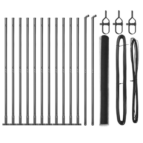 vidaXL Fence Post Grey 25 x 1.6 m (13 mm mesh) Steel and PVC