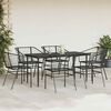vidaXL 7 Piece Garden Dining Set Black Poly Rattan Glass