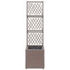 vidaXL Trellis Raised Bed with 1 Pot 30x30x107 cm Poly Rattan Brown