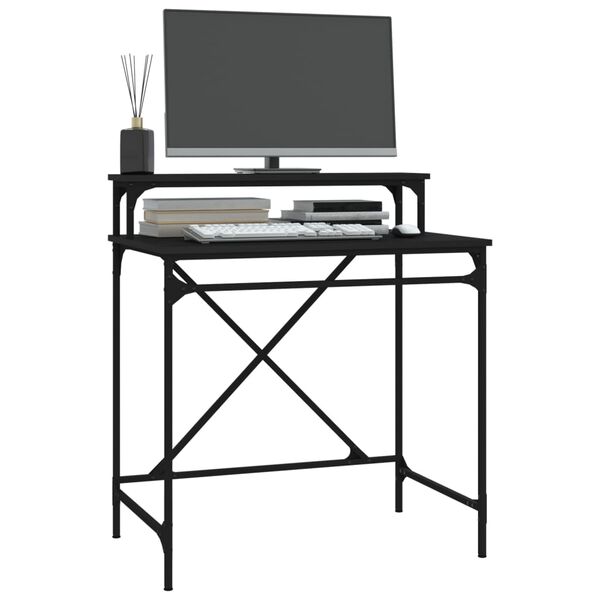 vidaXL Desk Black 80x50x90 cm Engineered Wood and Iron